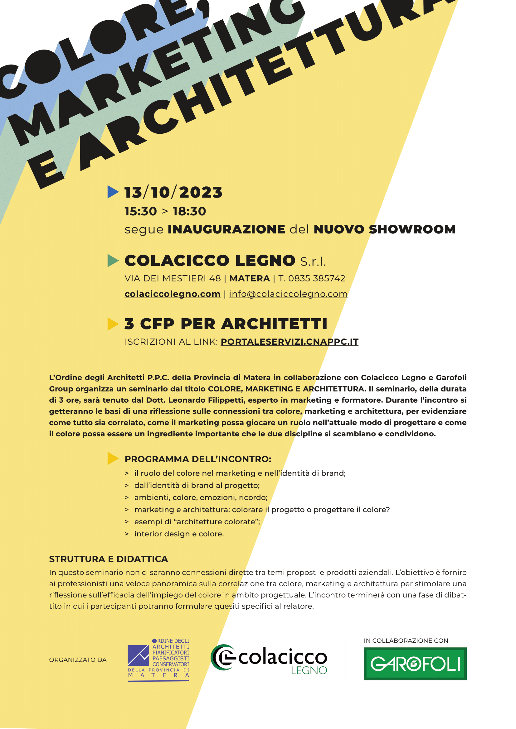 seminario colore, marketing e architettura